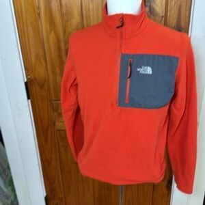 The North Face Classic Orange  Fleece with Gray Pocket size M
